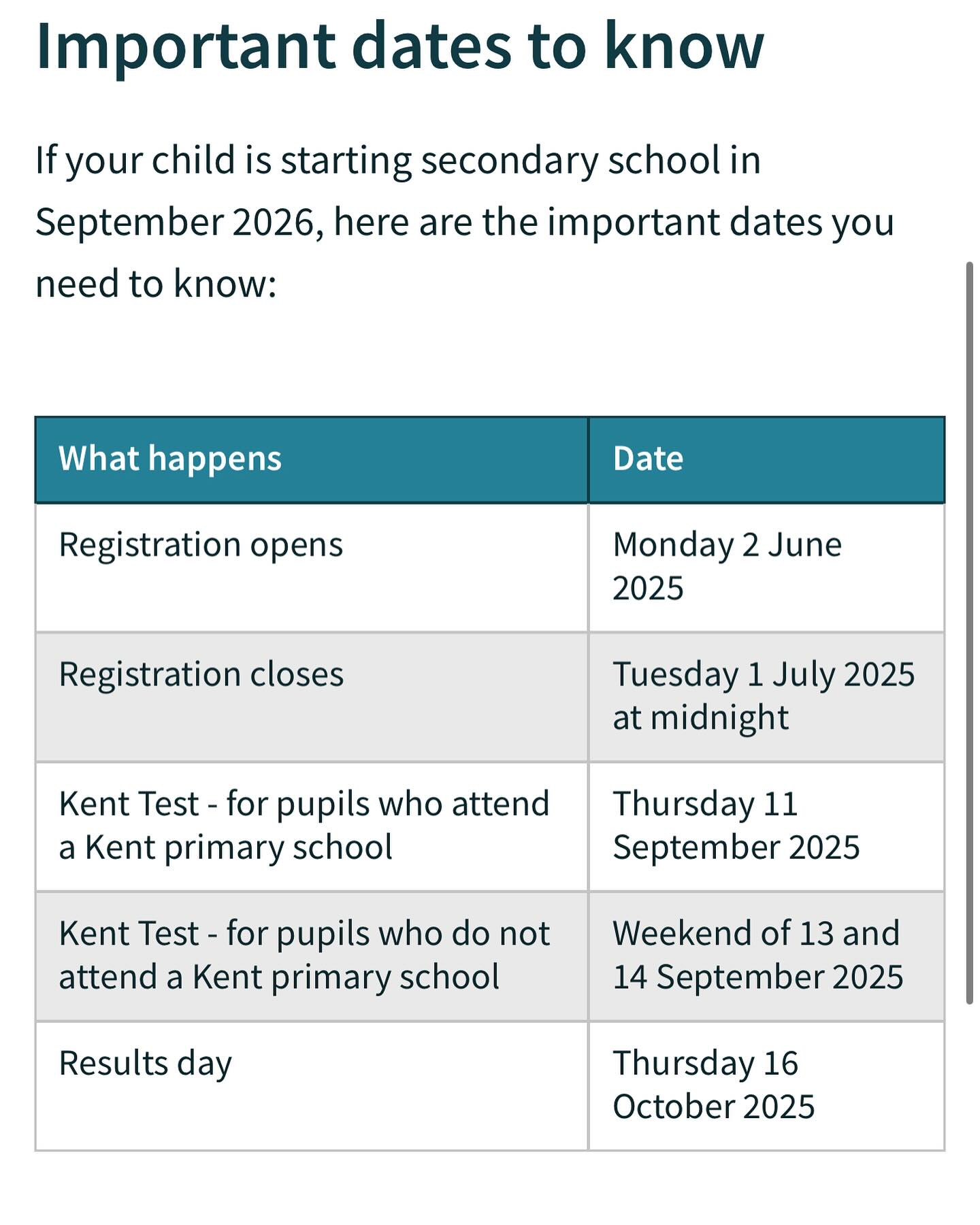 Kent Test registration reminders — original Instagram post artwork